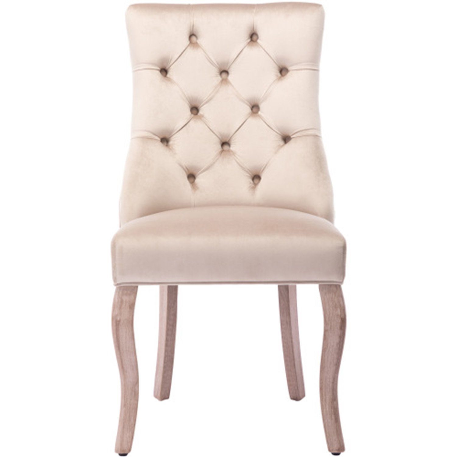 YANN 4-Fußstuhl 4-Fußstuhl, Stuhl Beige Samt Esszimmerstuhl,hohe Rückenlehne (4 St), mit Knopfsteppung, Gestell aus Massivholz, Beige(Set, 4 St)
