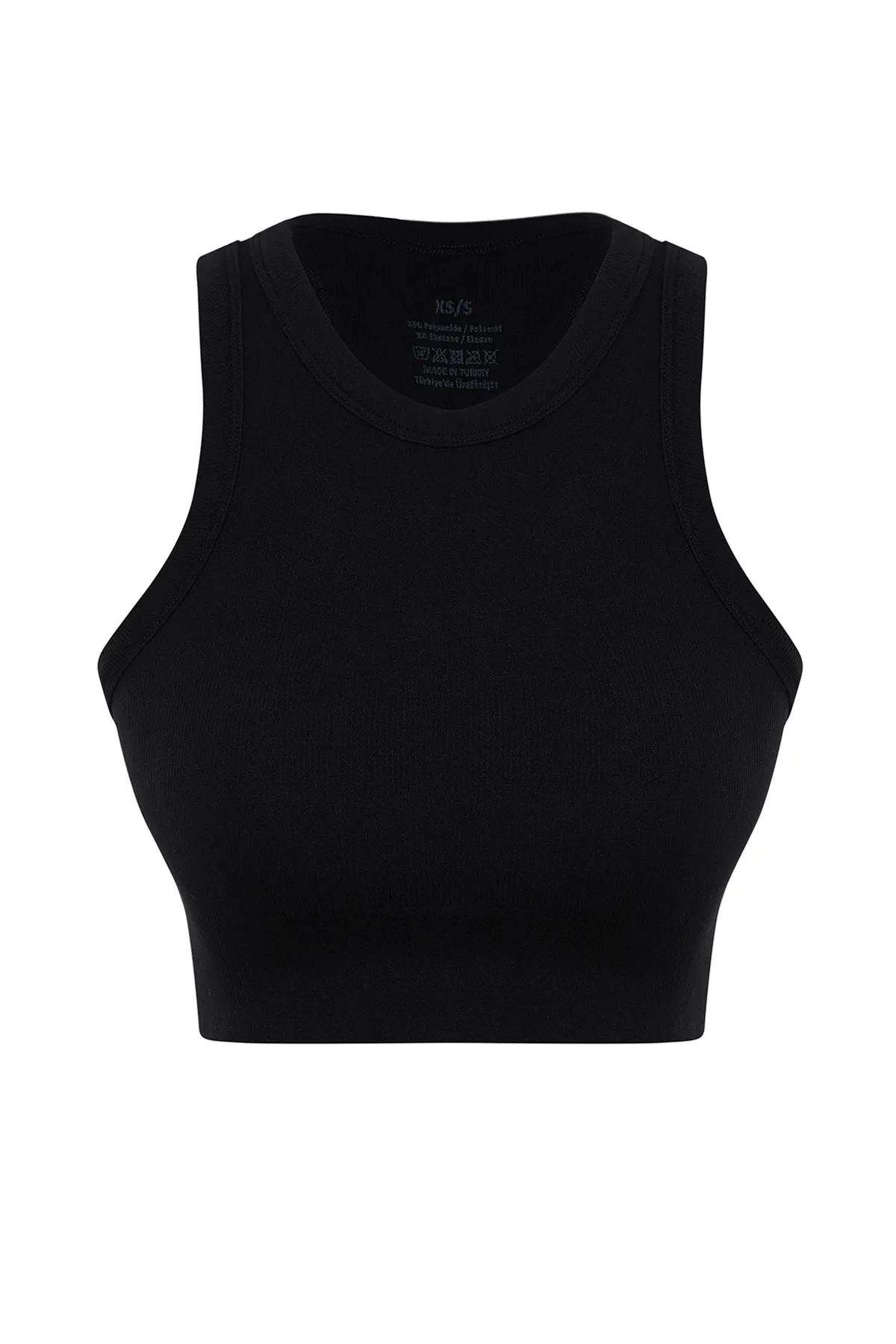 Trendyol Collection  Schwarzer, schnurgebundener, nahtloser/nahtlos gepolsterter Neckholder-Sport-BH THMSS24SS00014