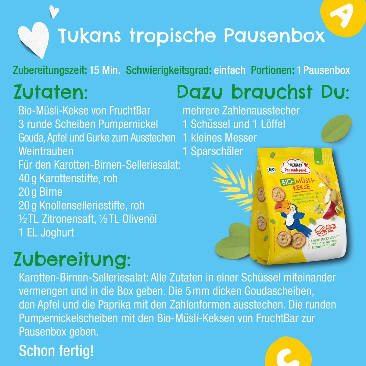 Kinderkekse Pausenfreund Müsli-Kekse, Haferflocken, Apfel, Sonnenblumen- und Kürbiskerne, ab 3 Jahren, 100 g