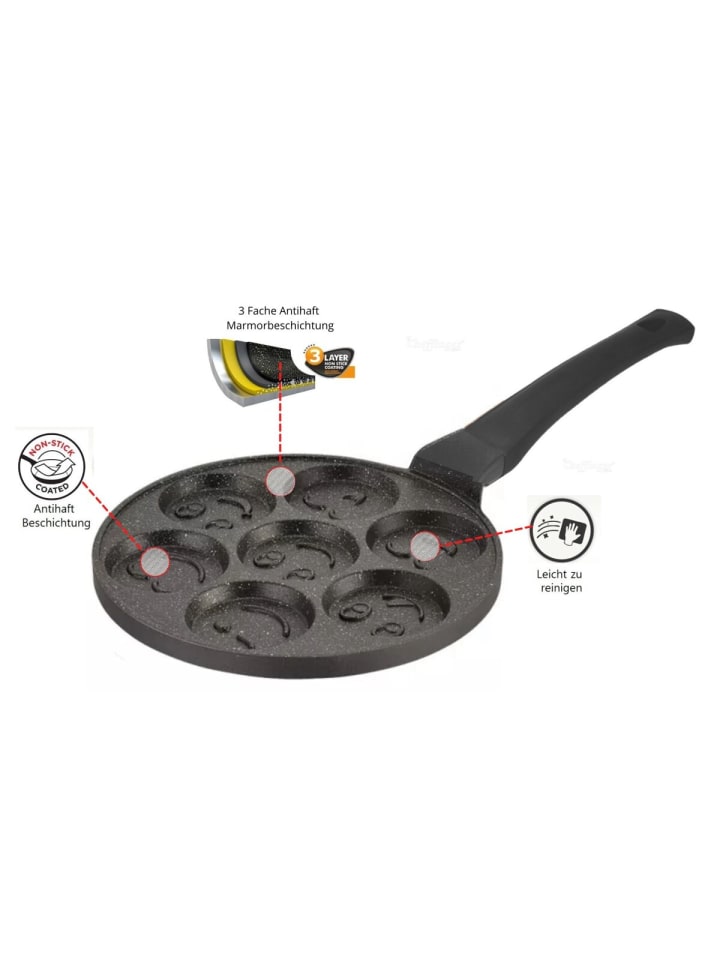 Cheffinger Smiley Pfannkuchen Pfanne Ø26cm in Schwarz günstig kaufen 26 cm