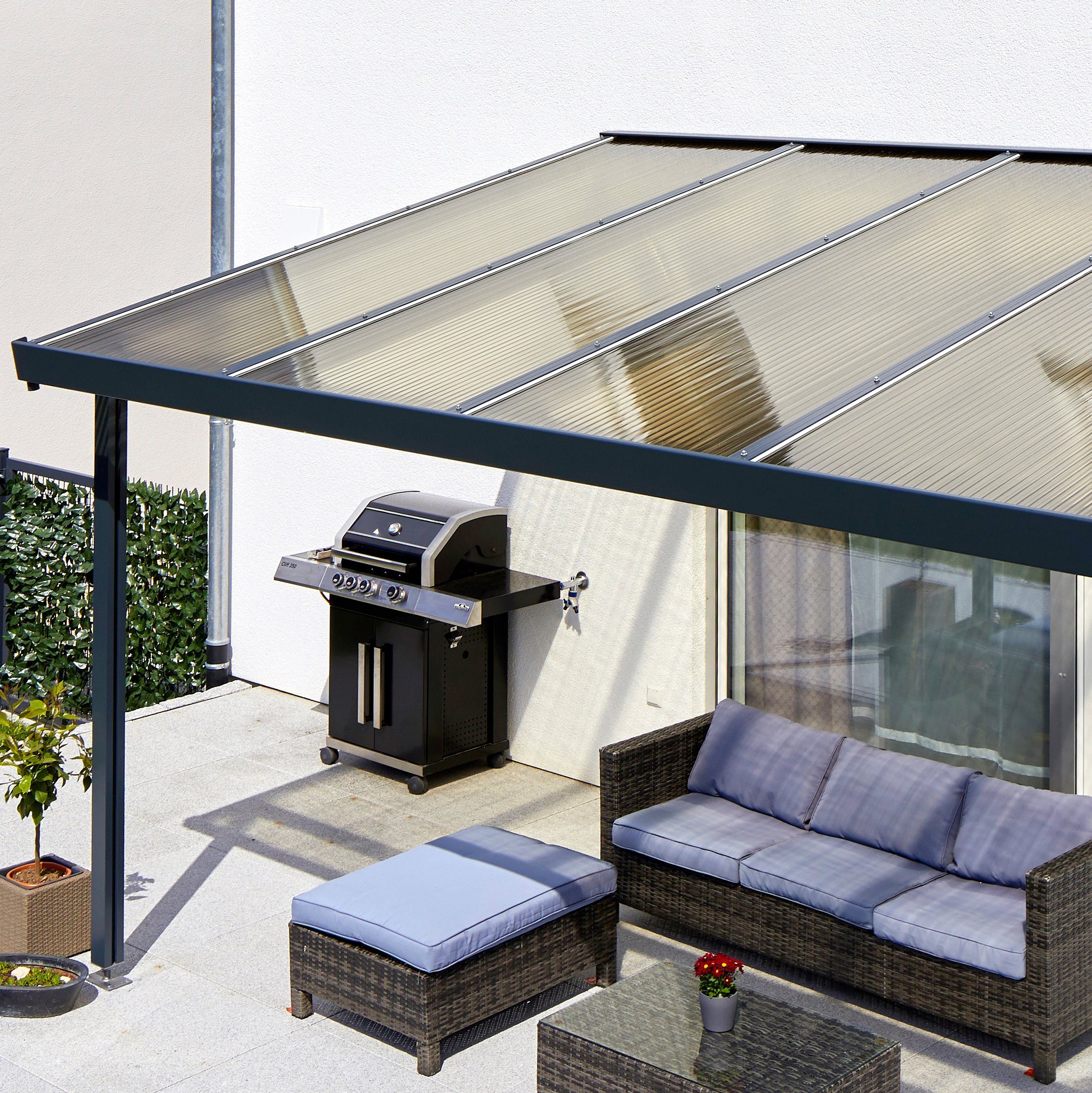 GUTTA Terrassendach Premium, BxT: 511x406 cm, Bedachung Dachplatten, BxT: 510x406 cm, Dach Acryl bronce