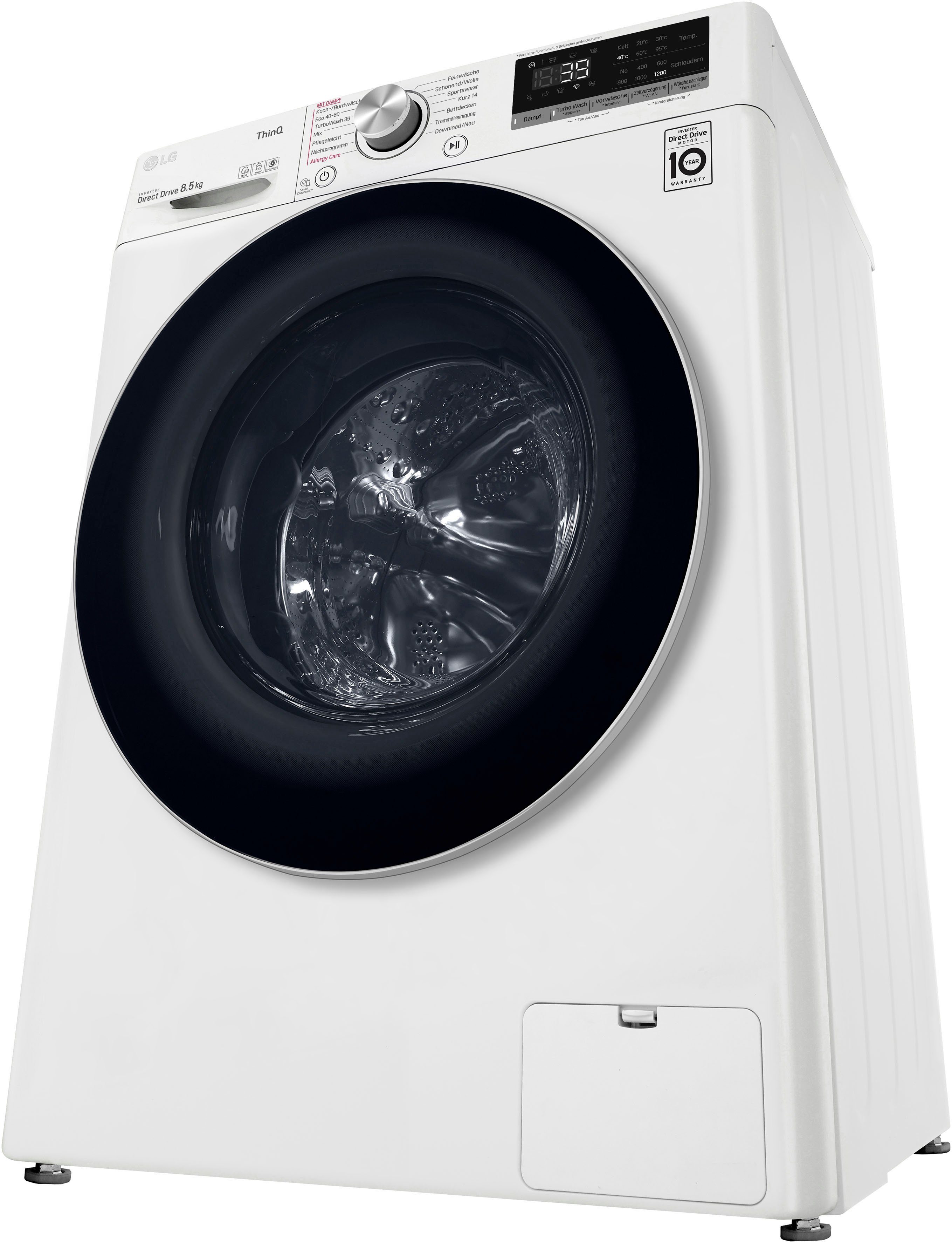 LG Waschmaschine F2V7SLIM8E, 8,5 kg, 1200 U/min, TurboWash® - Waschen in nur 39 Minuten