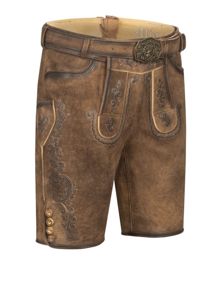 Nübler Lederhose kurz Obert in Dunkelbraun günstig kaufen