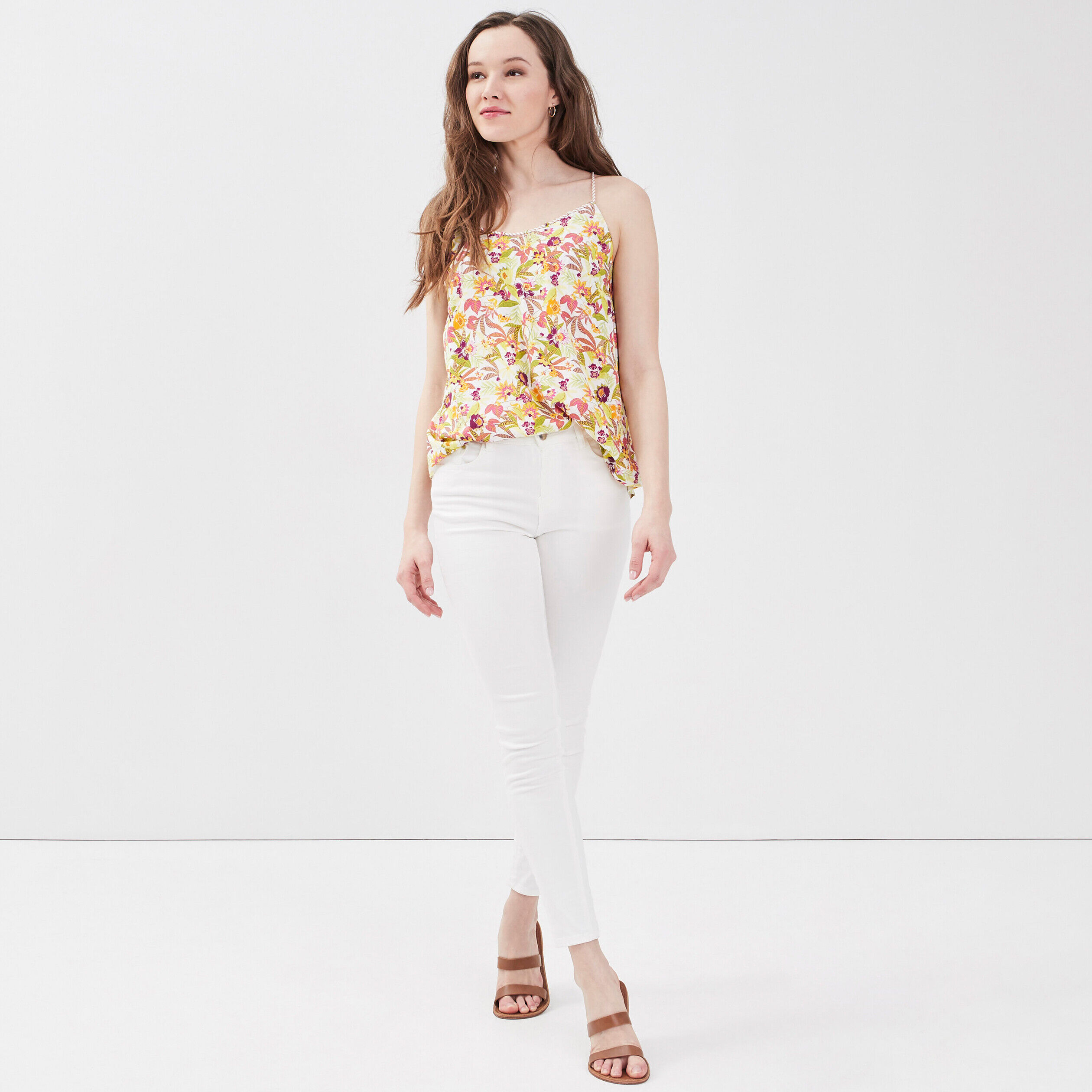 Blouse bretelles fines blanc femme | Cache Cache