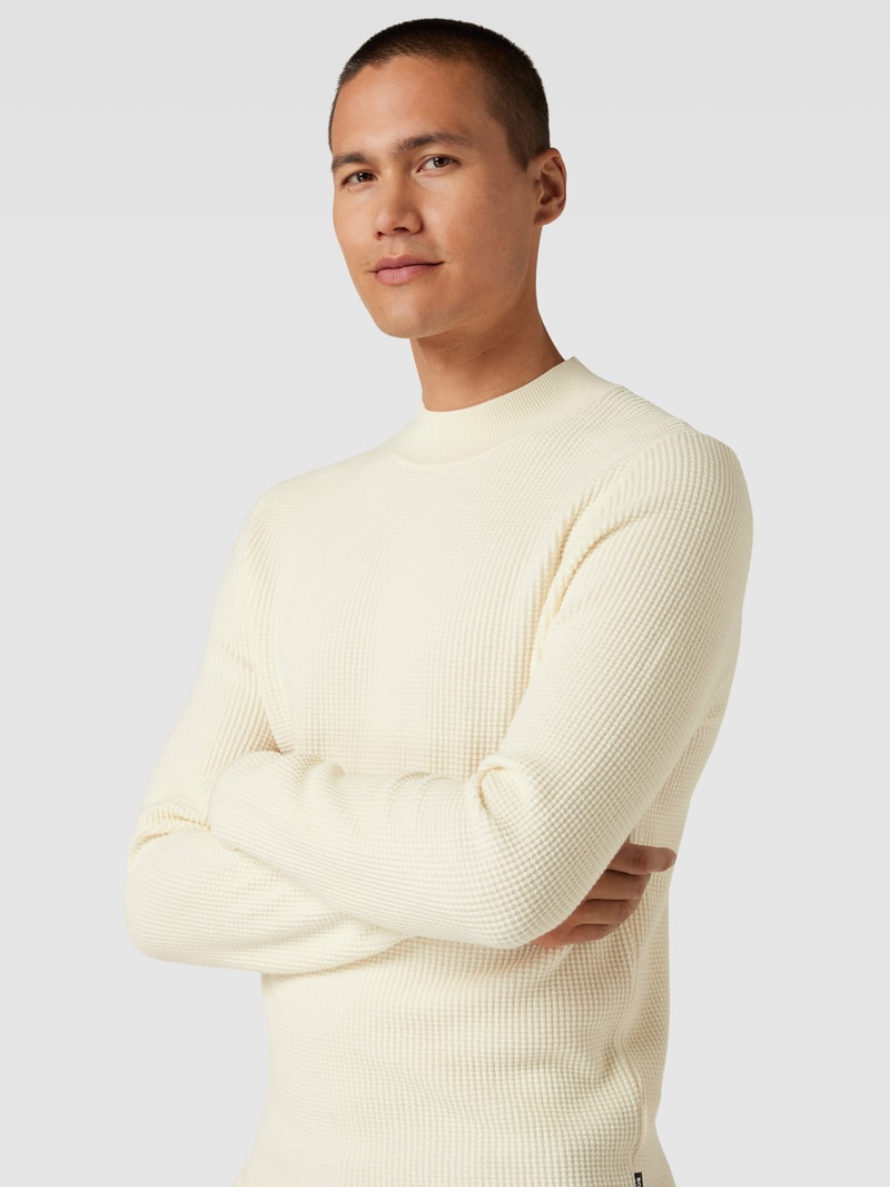 Strickpullover mit Stehkragen Modell 'Opale' in offwhite