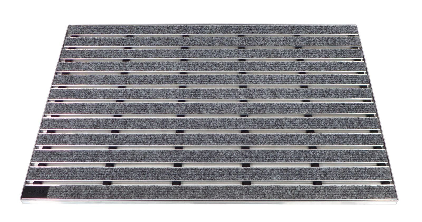 Fußmatte ACO 600x400x12mm Schuhabstreifer Rips hellgrau Fußmatte Türmatte mit ALU Rahmen Eingangsmatte Indoor, ACO Severin Ahlmann GmbH & Co. KG, rechteckig, Höhe: 12 mm, einfache Montage für Selbstbau