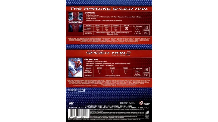 The Amazing Spider-Man / The Amazing Spider-Man 2 ™: Rise of Electro  [2 DVDs]