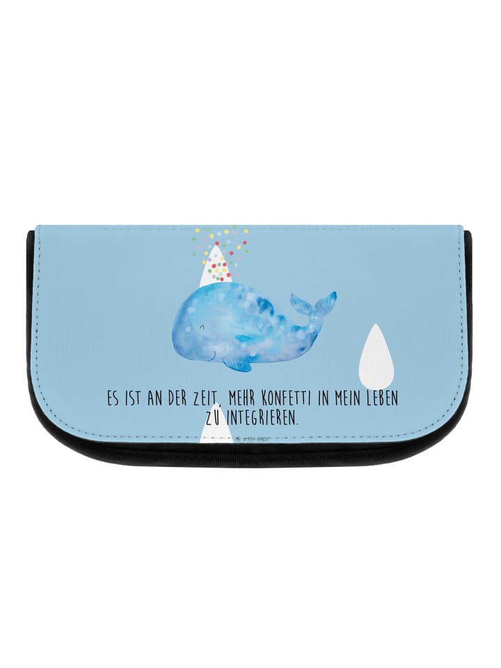 Mr. & Mrs. Panda Kosmetiktasche Wal Konfetti mit Spruch in Blau Pastell günstig kaufen onesize