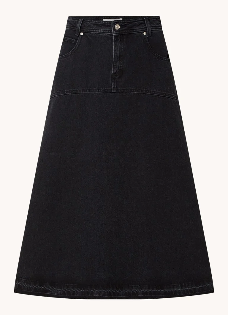 Fustă midi din denim Volentia de la ba&sh cu buzunare laterale