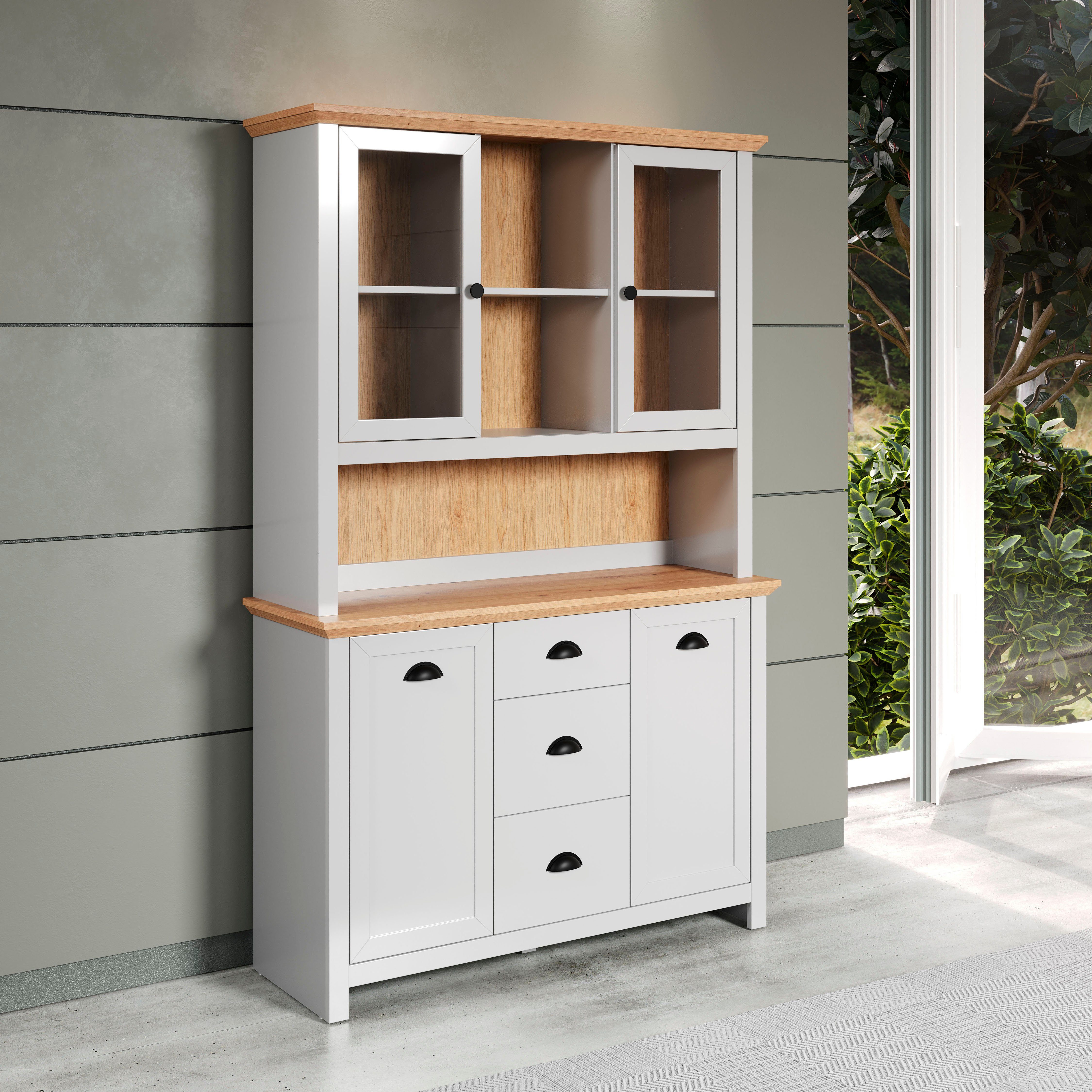 Home affaire Buffet Herzwill Artisan Eiche NB und hellgrau, matt, im Landhaus-Look