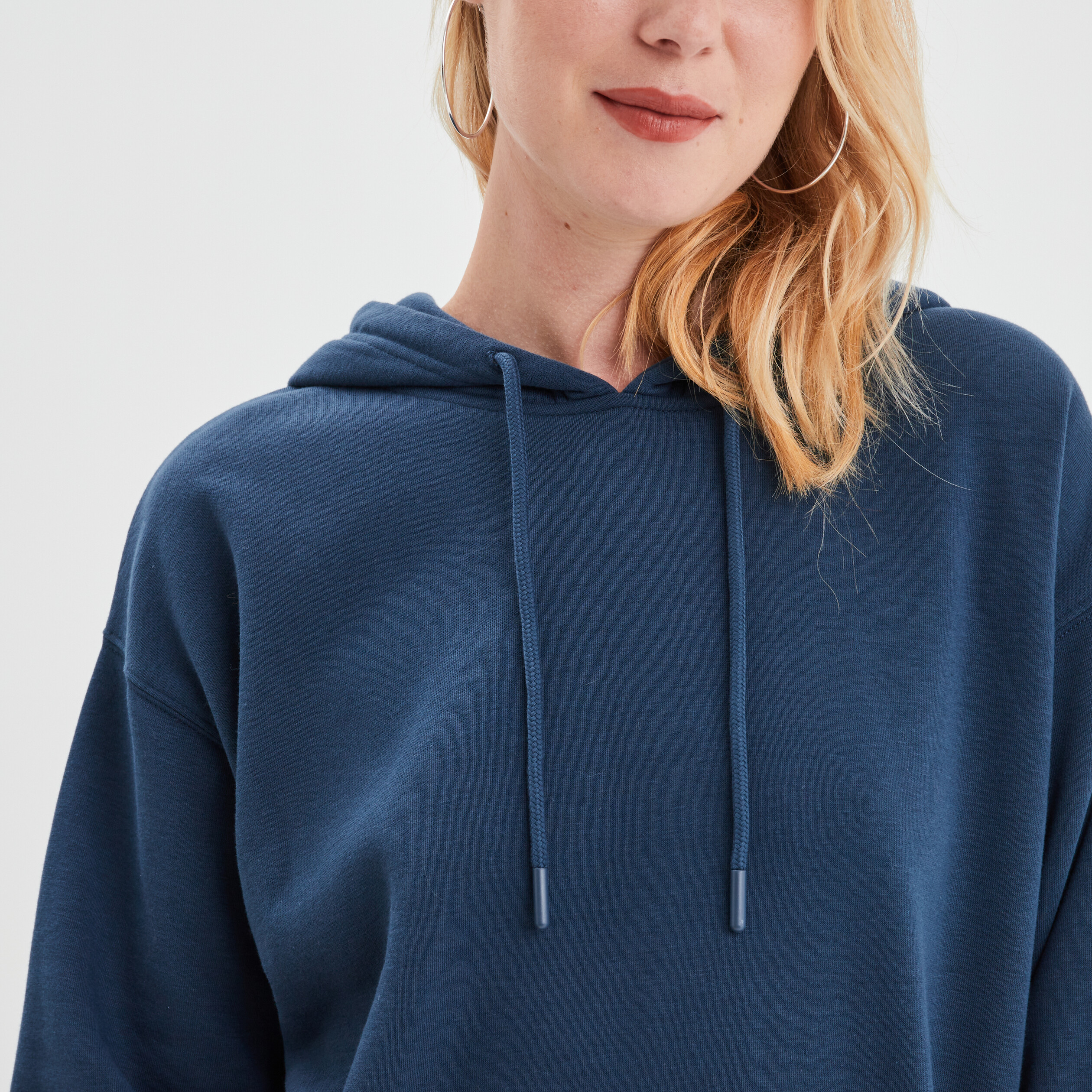 Sweat molleton à capuche hoodie bleu marine femme | La Halle