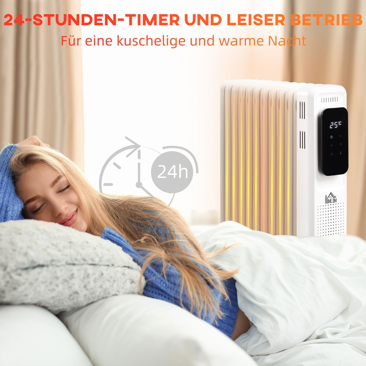 HOMCOM Ölradiator tragbar elektrisch Heizkörper 1830-2180W 11 Heizplatten