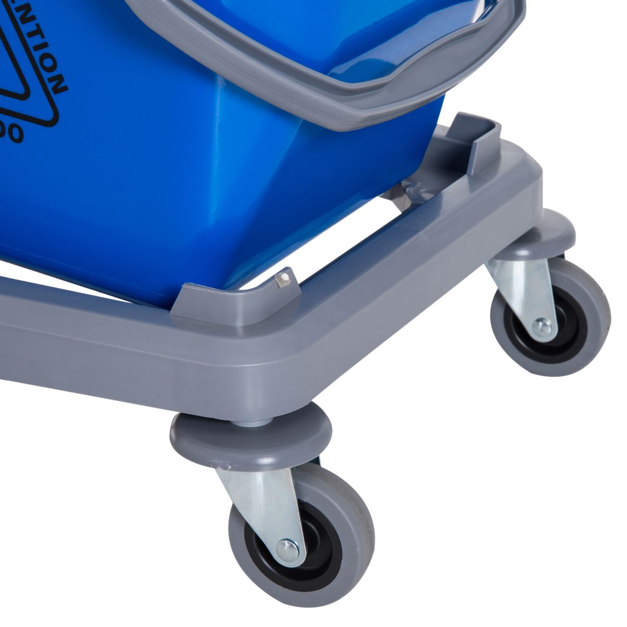 HOMCOM Putzwagen Reinigungswagen Wischwagen mit 2 Eimern Systemwagen mit 4 leichtgängigen Rollen Metall PP Blau Rot 73 × 45 × 92 cm