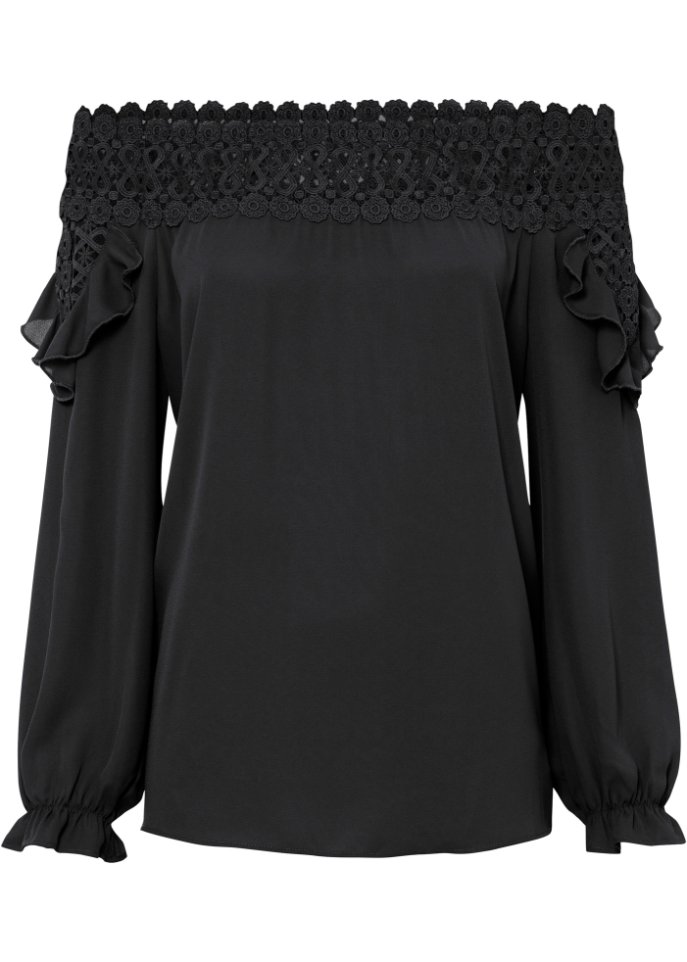 Carmenbluse mit Spitze