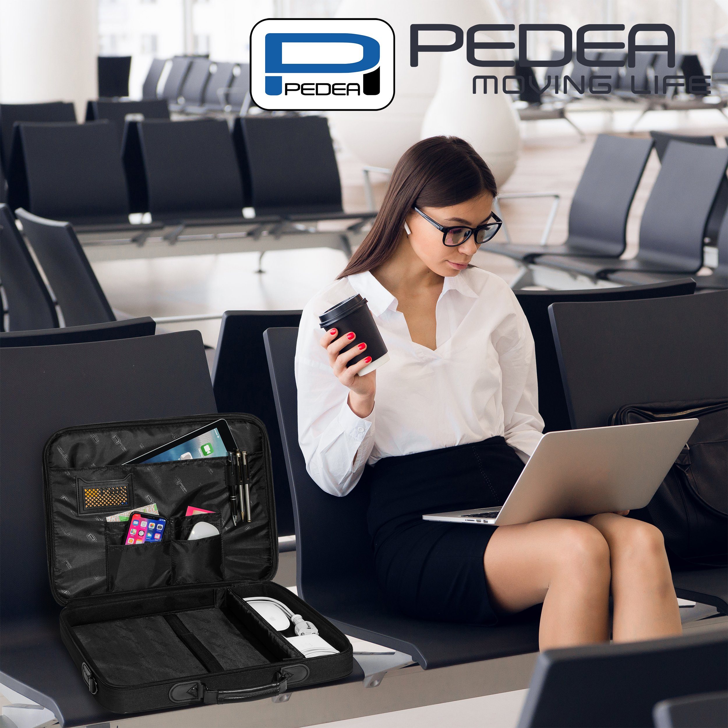 PEDEA Laptoptasche TRENDLINE (13,3 Zoll (33,8 cm), mit Funkmaus), mit stabilem Schutzrahmen, wasserabweisend, verstellbarer Schultergurt