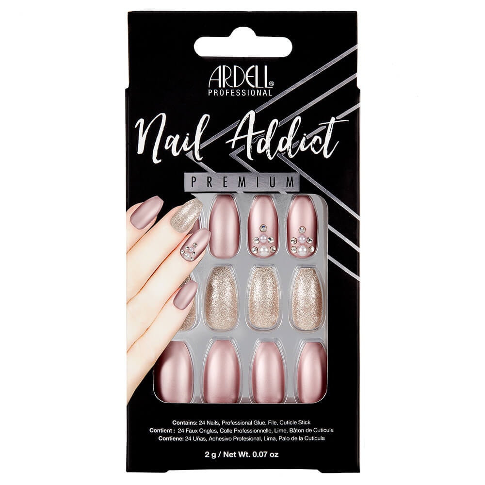 Ardell Nail Addict Metallic Lilac PearL Faux-ongles prêt à poser Ardell avec accessoires