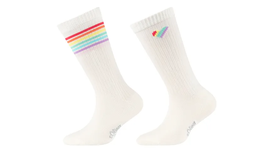 s.Oliver Kinder Socken Silky Sustainable Mini Motif 2er Pack weiss