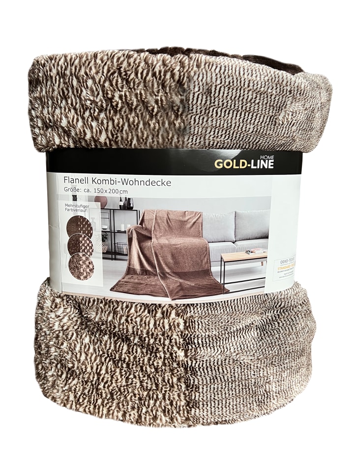 GMD Living Microfaser Kuscheldecke FLANELL-KOMBI in Farbe Braun günstig kaufen 150 x 200 cm