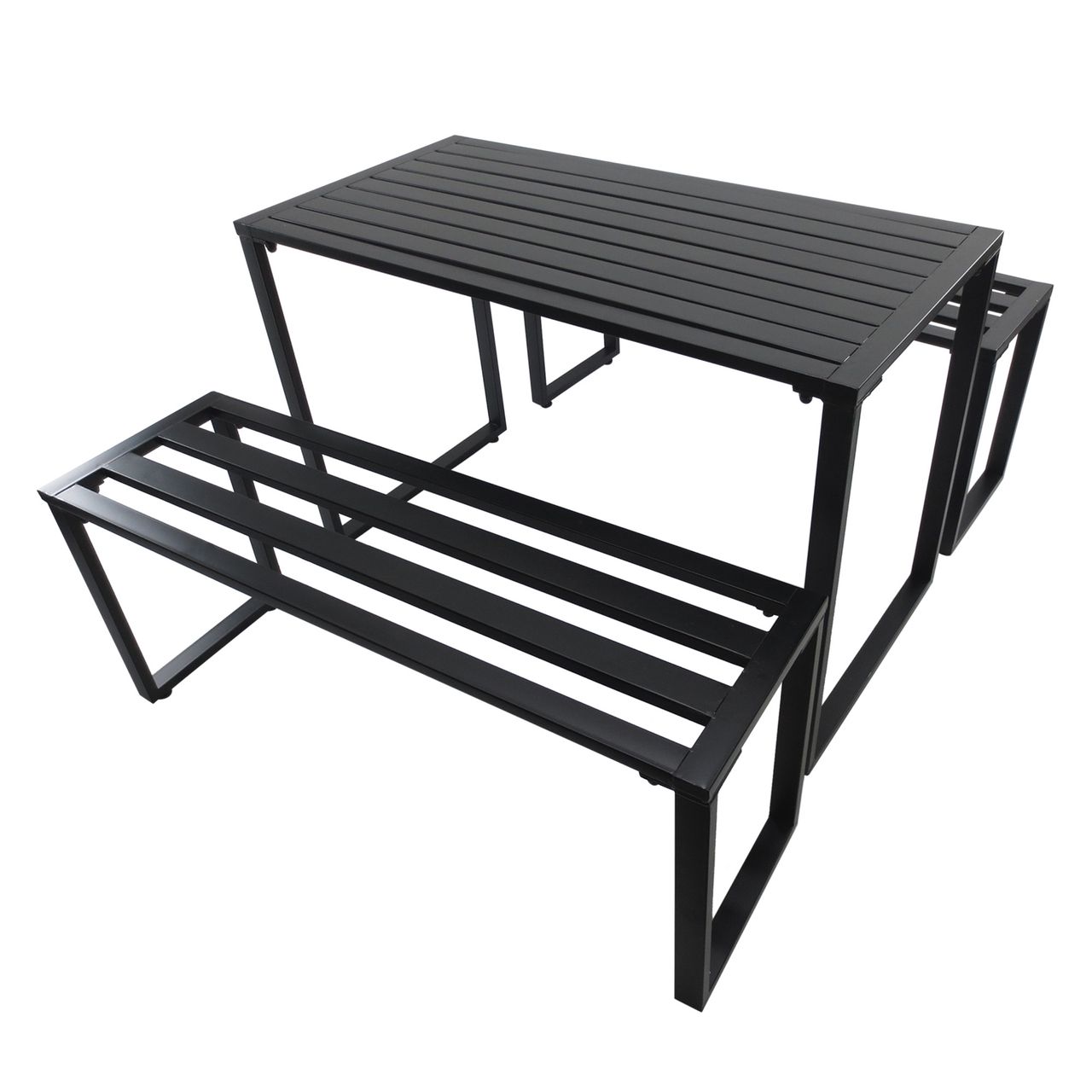 Outsunny Outdoor Tisch-Set Festgarnitur 3-tlg. Sitzgruppe Gartengarnitur Metall