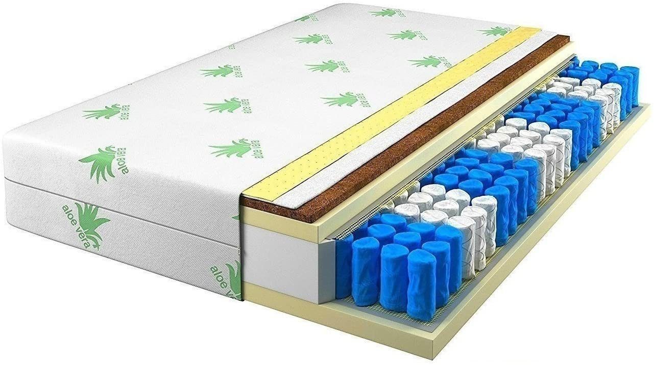 Taschenfederkernmatratze Vigo Matratze, Tanato, 21 cm hoch, H2 und H3 in Einer Matratze, aloe vera waschbär bezug, 9 Zonen Taschenfederkern Matratze, Mit Kokoseinlage