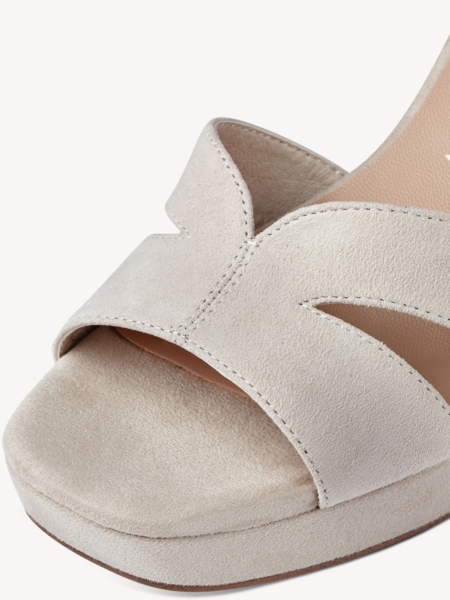 Sandale à talon en cuir - beige