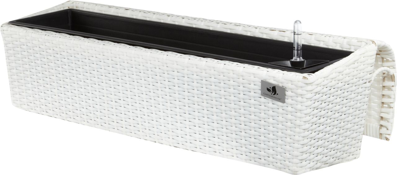 Weles Polyrattan Balkonkasten, 82 x 25 x 22 cm, mit Bewässerungssystem, weiß