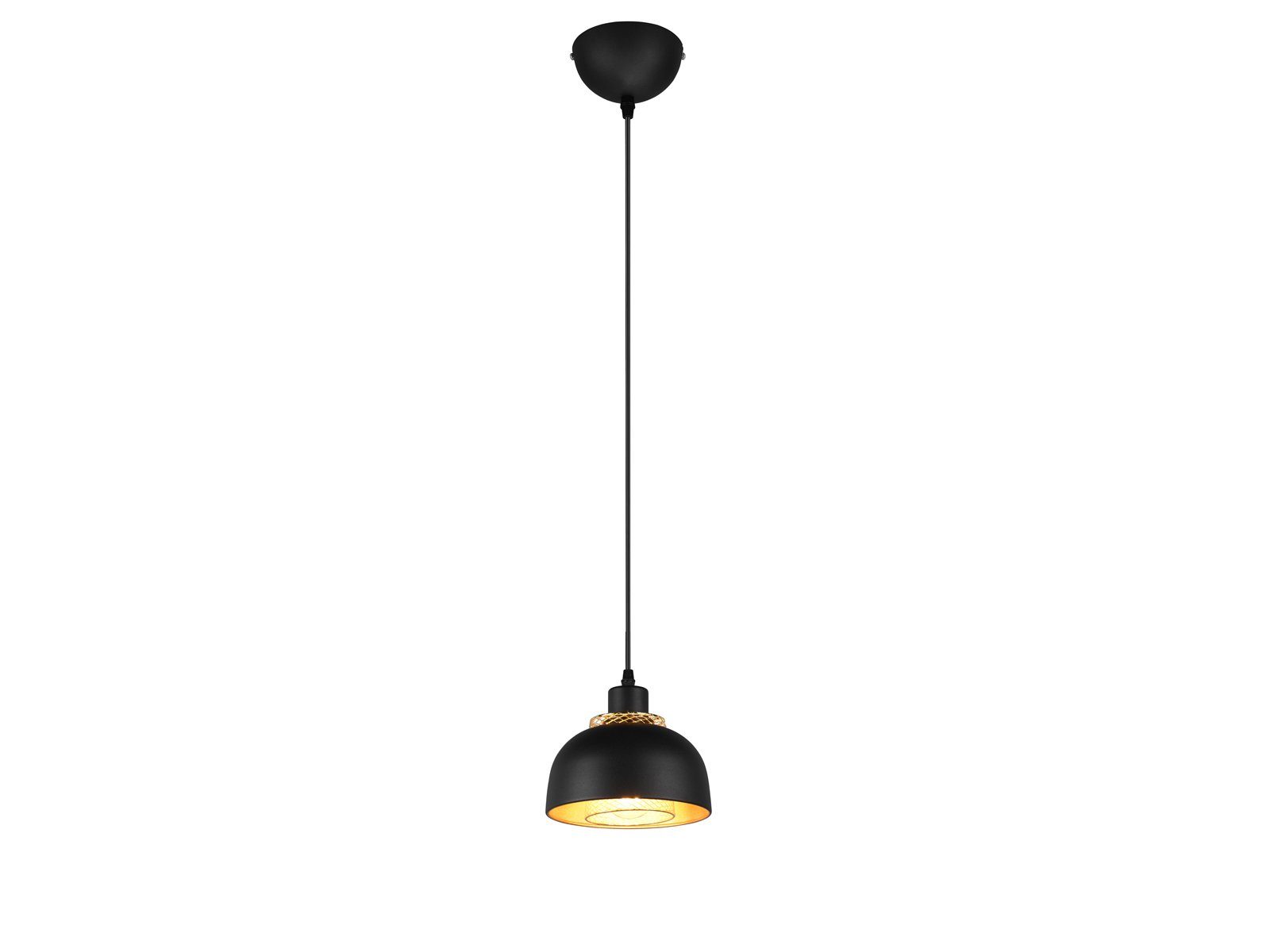 meineWunschleuchte LED Pendelleuchte, Dimmfunktion, LED wechselbar, warmweiß, Designer Esstischlampe einflammig über Kücheninsel Schwarz Gold, 18cm