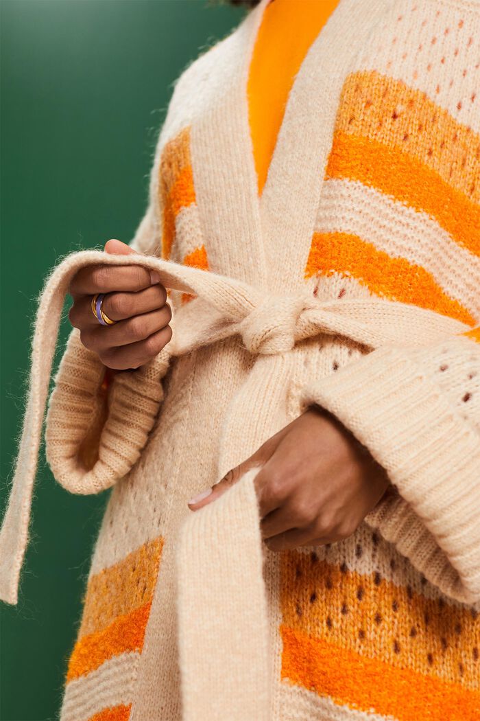 Langer Cardigan aus Wollmix mit Gürtel