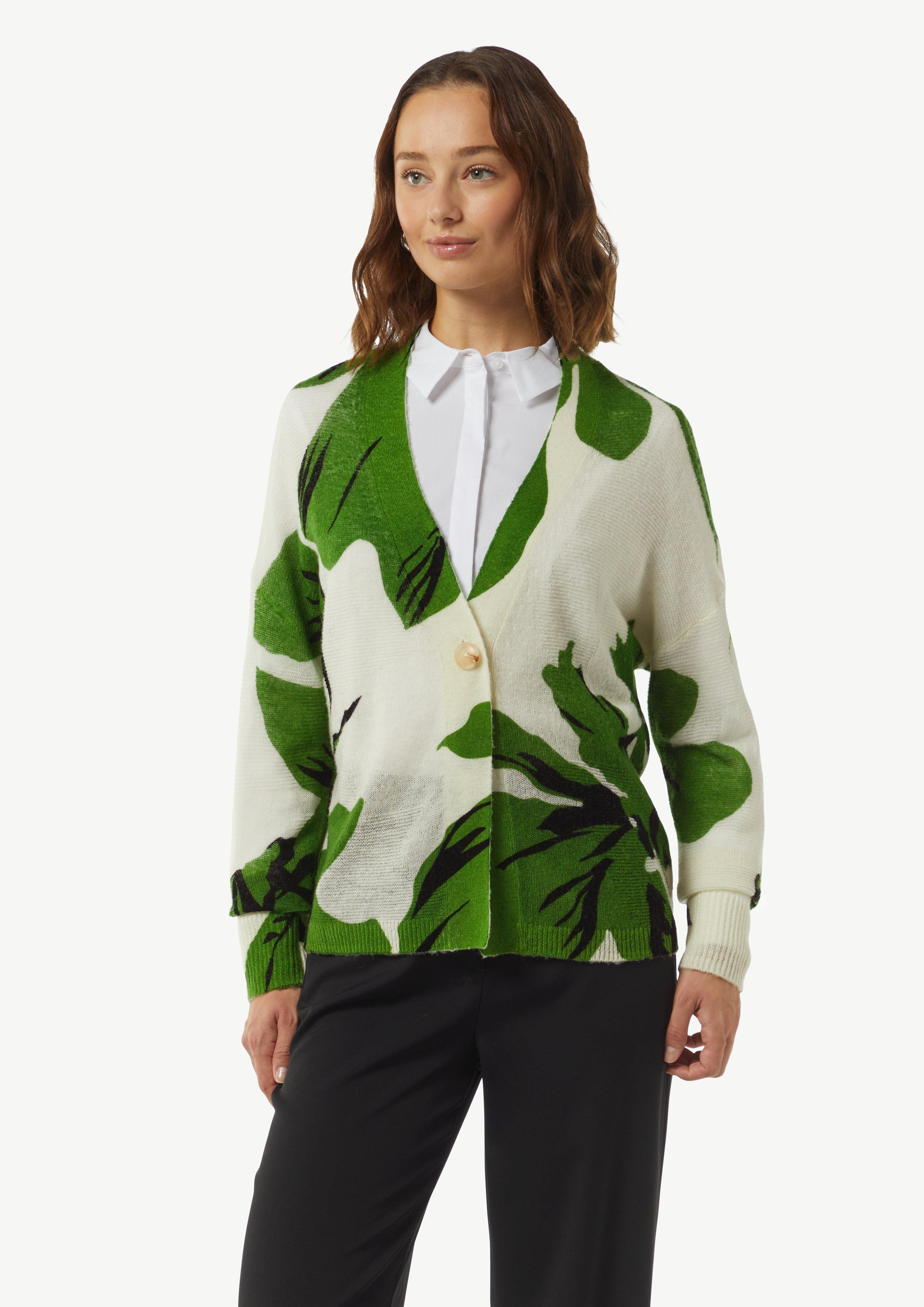 Strickjacke mit All-over-Print - weiß