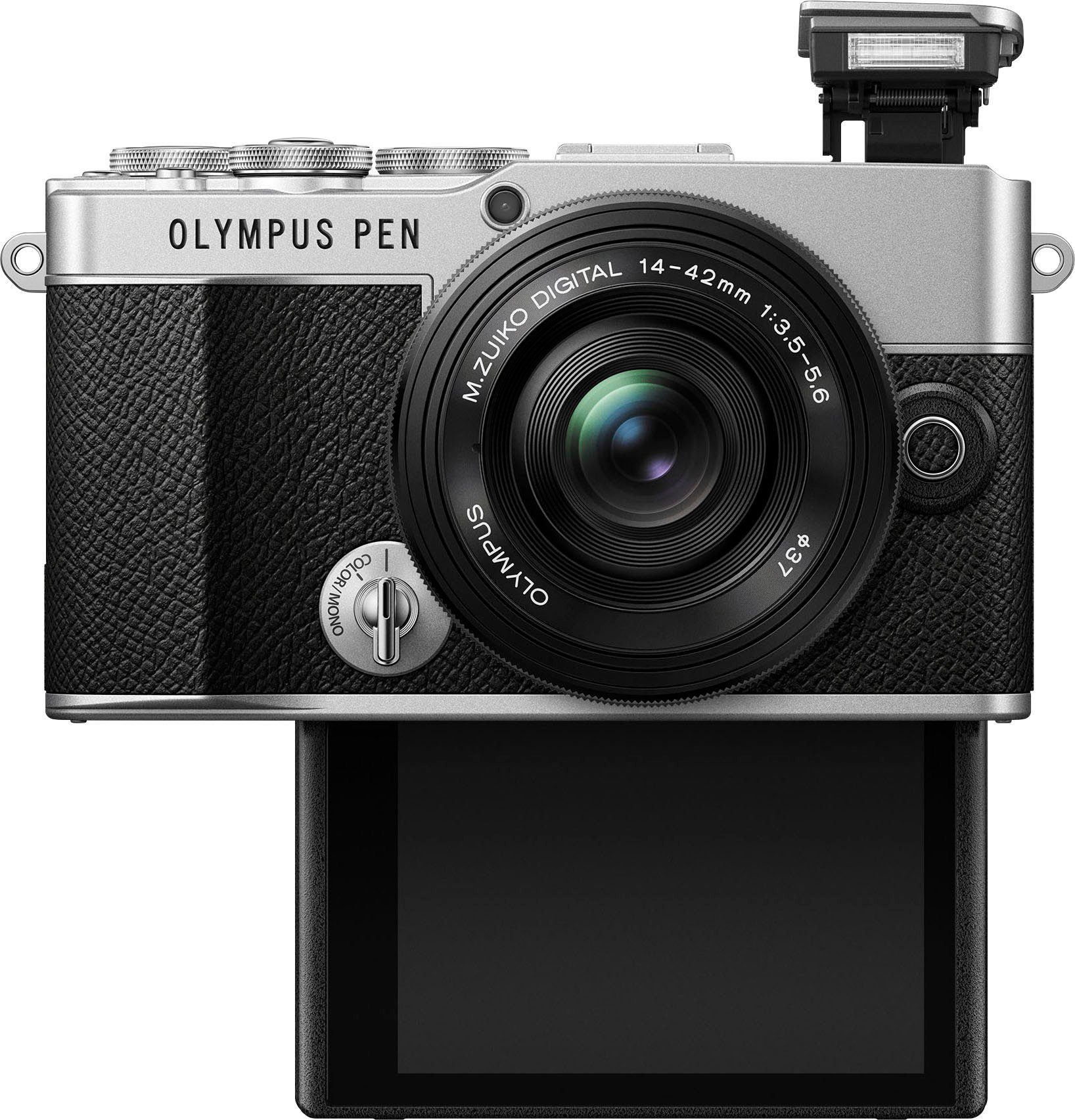 Olympus E‑P7 Systemkamera (M. Zuiko Digital ED 14-42mm F3.5-5.6 EZ Pancake, 20,3 MP, 3x opt. Zoom, Bluetooth, WLAN)