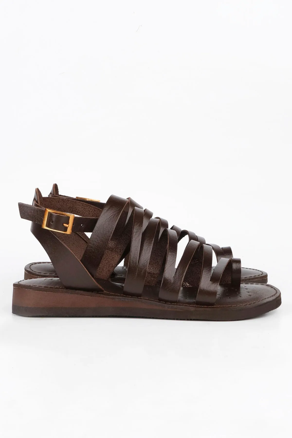 Marjin  Damen-Flip-Flops aus echtem Leder, leichte Sandalen mit Eva-Sohle, Saper Brown