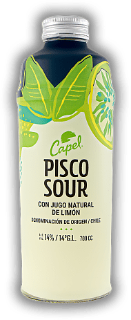 Capel Pisco Sour - WITH LEMON - Chile Capel Pisco Sour - WITH LEMON - Chile Ein idealer Aperitif - ein Klassiker weltweit. 0,7	 Liter - Vol 14%