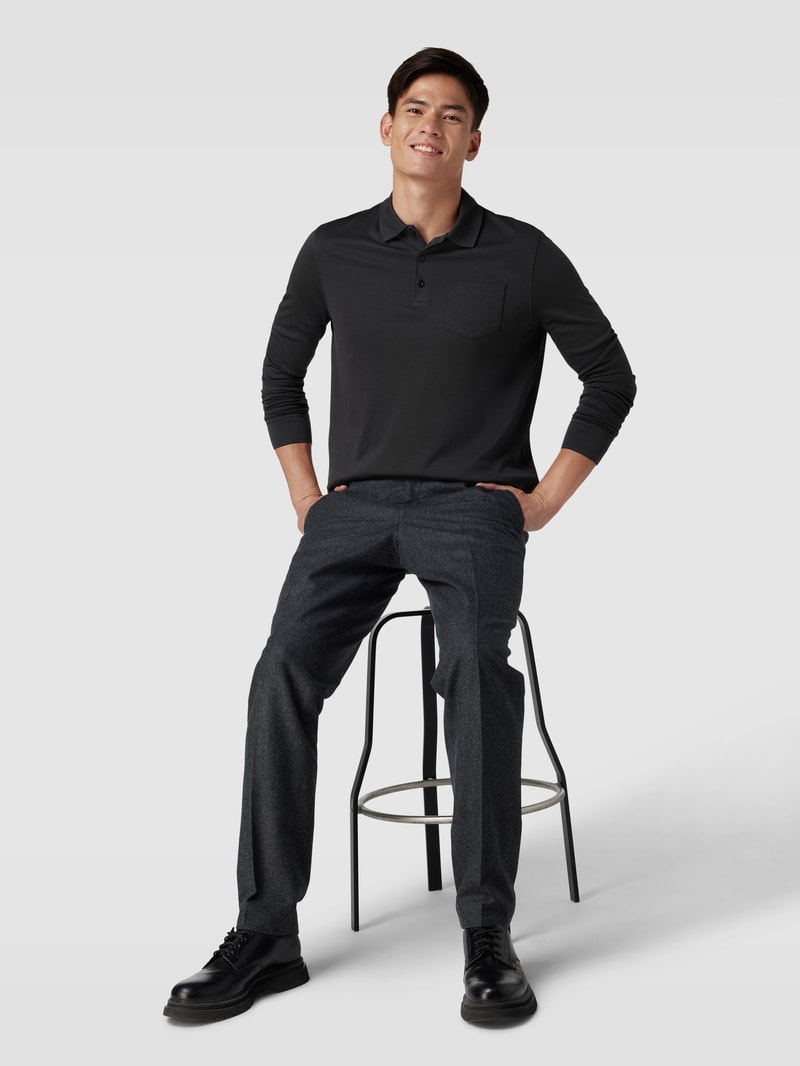 Poloshirt mit Brusttasche in dunkelgrau