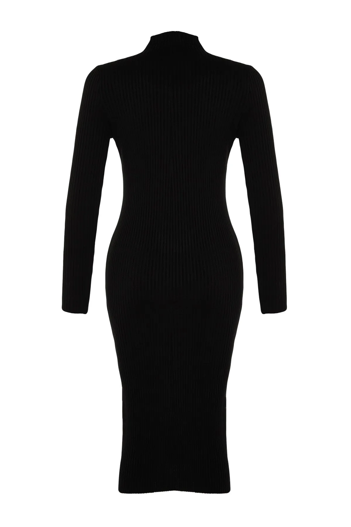 Trendyol Collection  Schwarzes Midi-Strickkleid mit Rollkragen TWOAW24EL00028