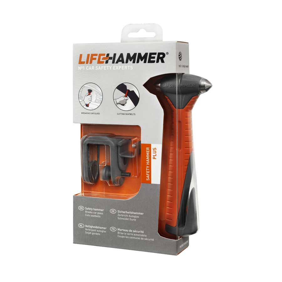 LifeHammer Notfallhammer Safety Hammer Plus inkl. Quick Click Halterung - ATU
