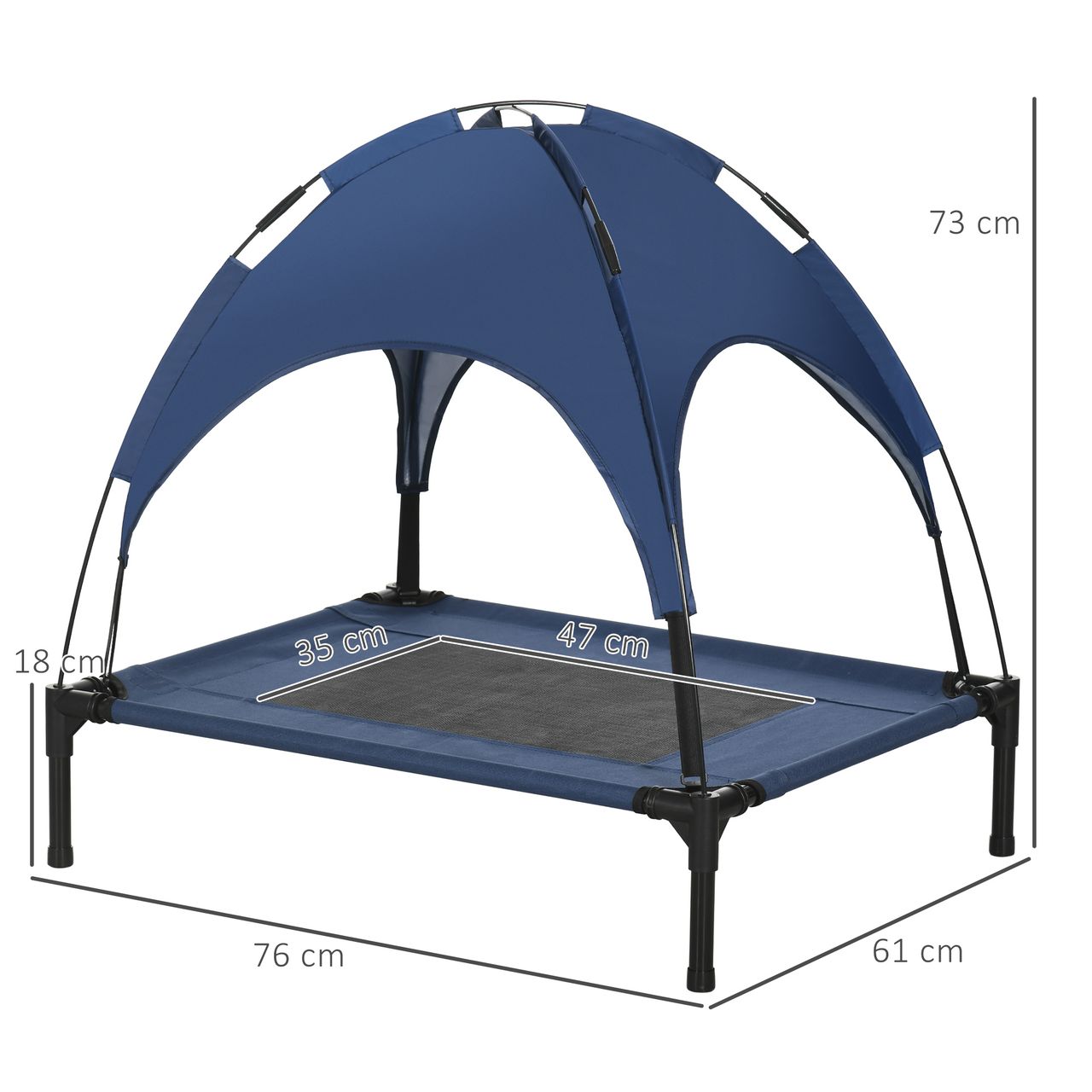 PawHut Haustierbett mit Baldachin Erhöhtes Hundebett Hundeliege outdoor Dunkelblau