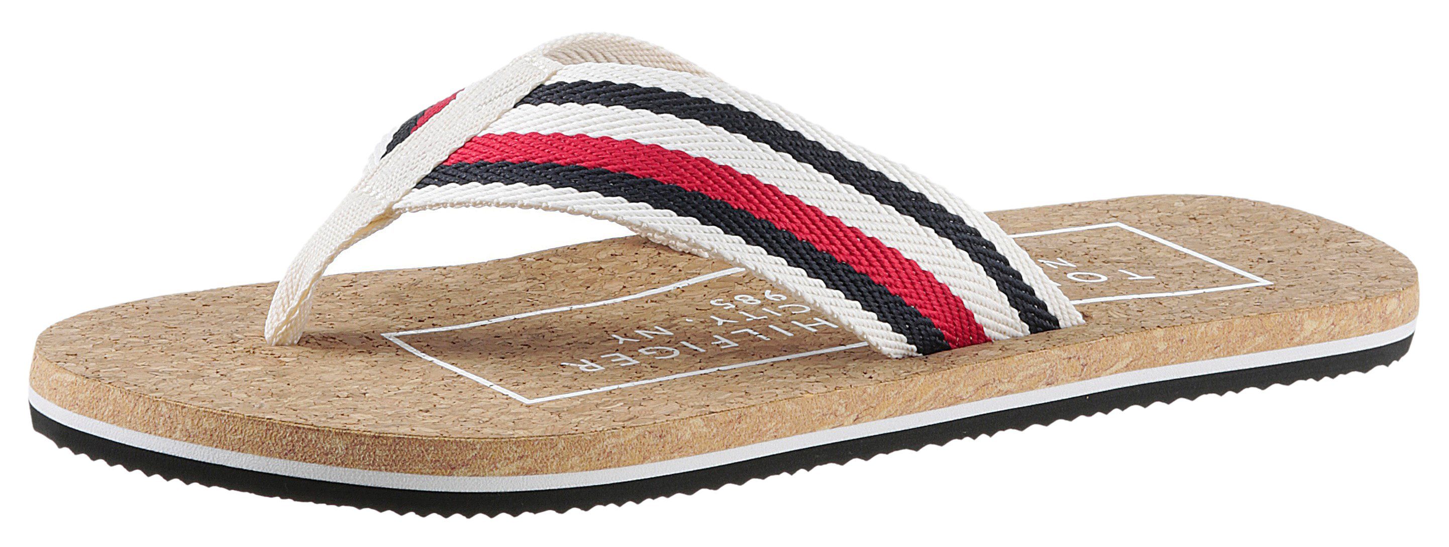 Tommy Hilfiger HILFIHER CORK BEACH SANDAL Zehentrenner mit gestreifter Bandage