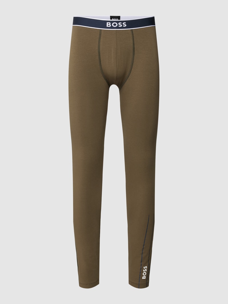 Leggings mit elastischem Label-Bund Modell 'Long John' in olivgrün