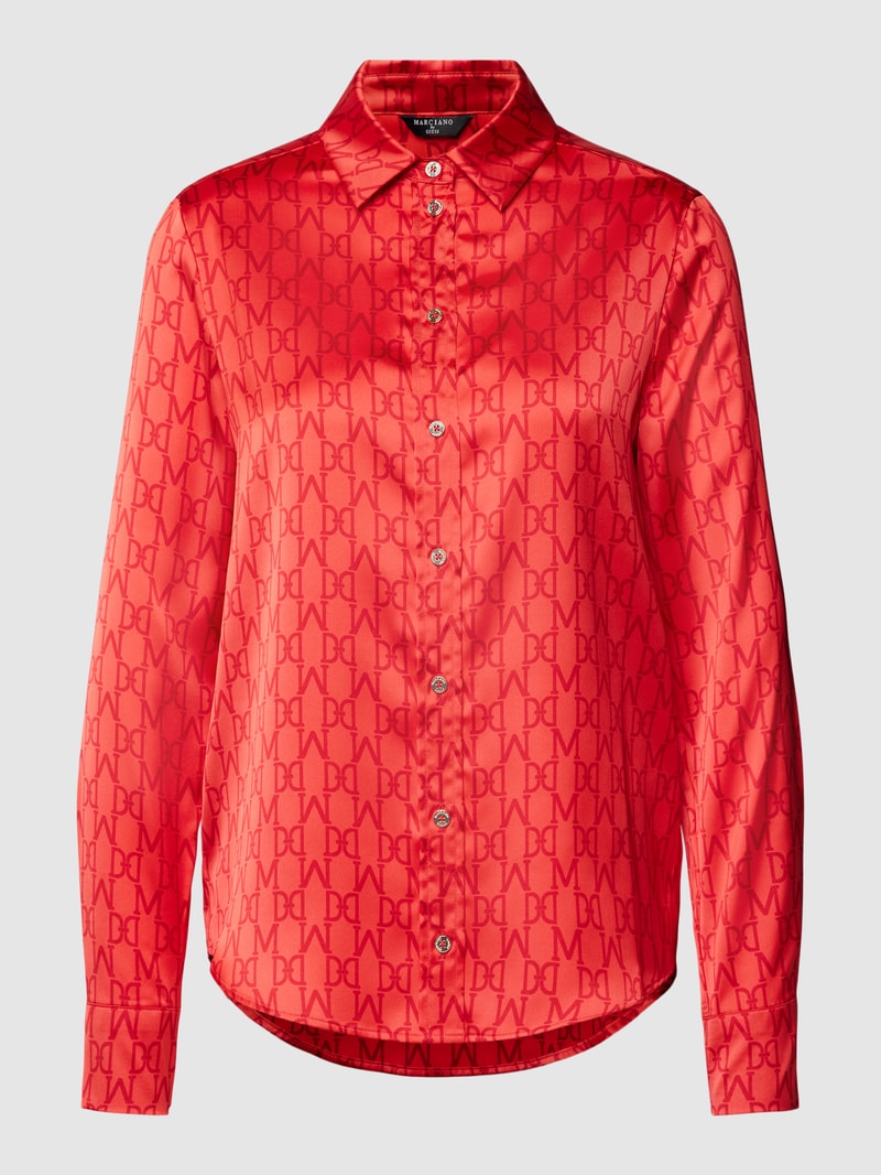Bluse mit Allover-Label-Print Modell 'MELISSA' in kirschrot