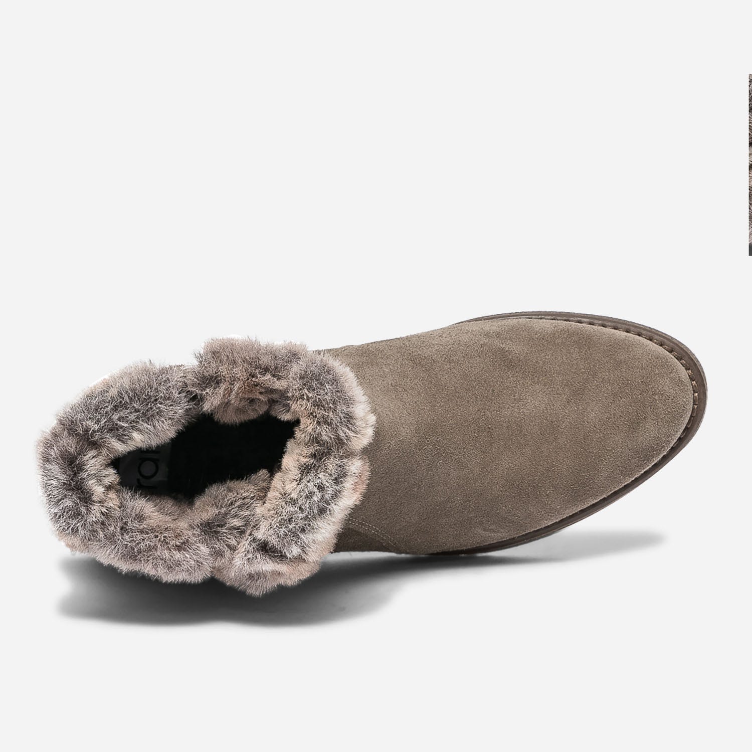 Boots taupe en cuir velours fourré