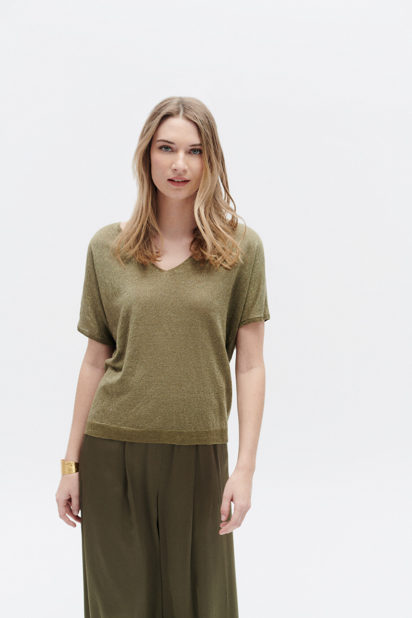 Pull milane vert olive femme