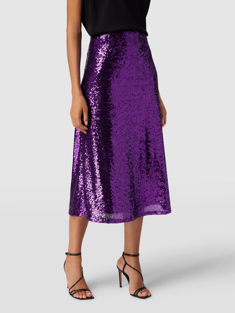 Midirock mit Paillettenbesatz in purple