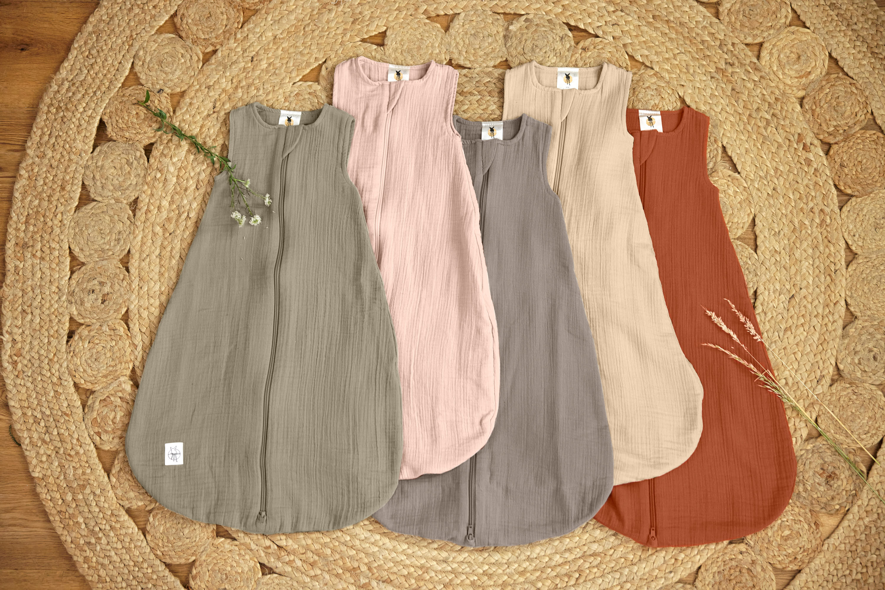 Baby Sommerschlafsack Tog 1 - Bio Baumwolle, Taupe, Grau
