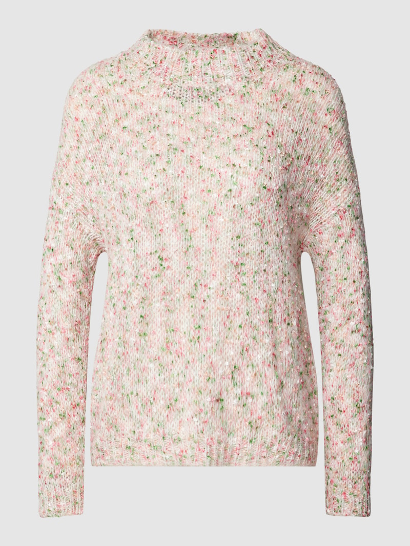 Strickpullover aus Effektgarn mit Stehkragen in offwhite