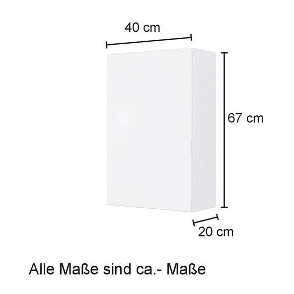 Hängeschrank Lincoln, 40 cm, matt grau/wotaneiche