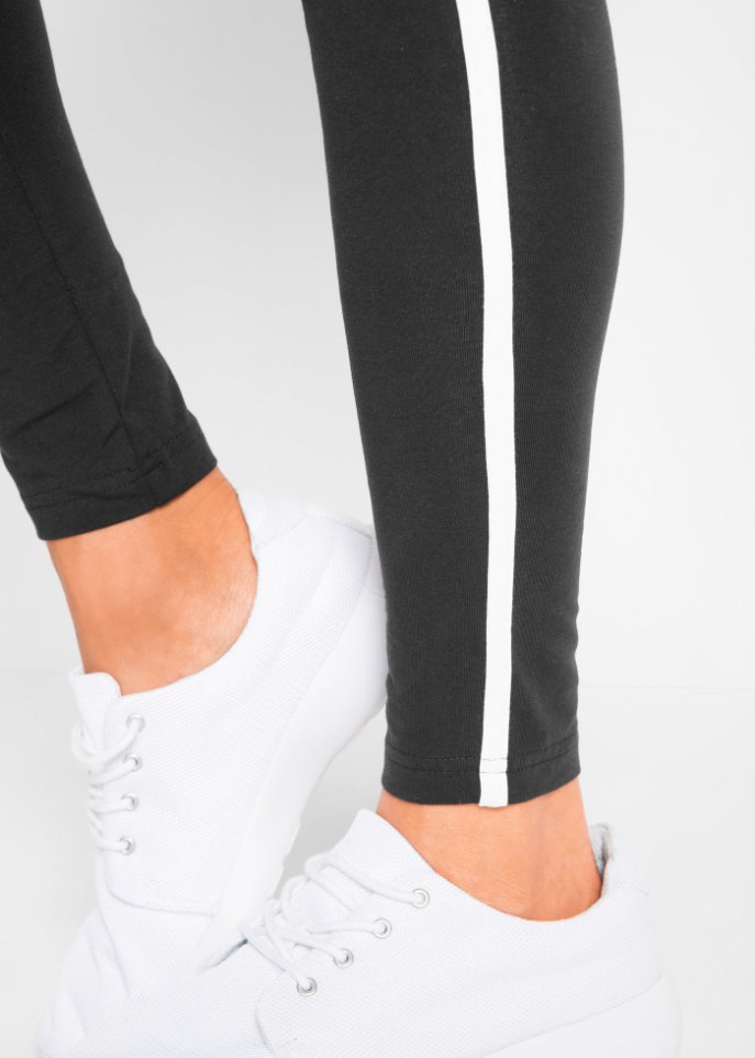 Sport-Leggings mit seitlichem Kontraststreifen, knöchelfrei