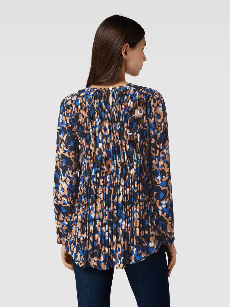 Bluse mit Plisseefalten in royalblau