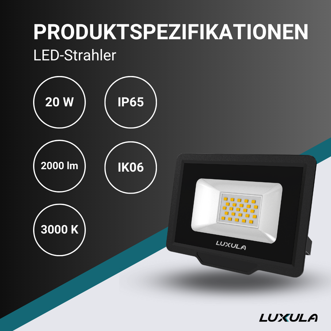 LUXULA LED-Fluter, 20 W, 3000 K