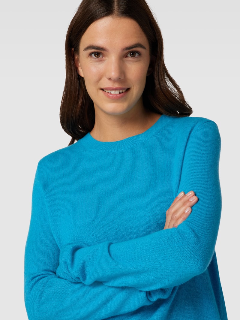 Kaschmirpullover in melierter Optik in himmelblau