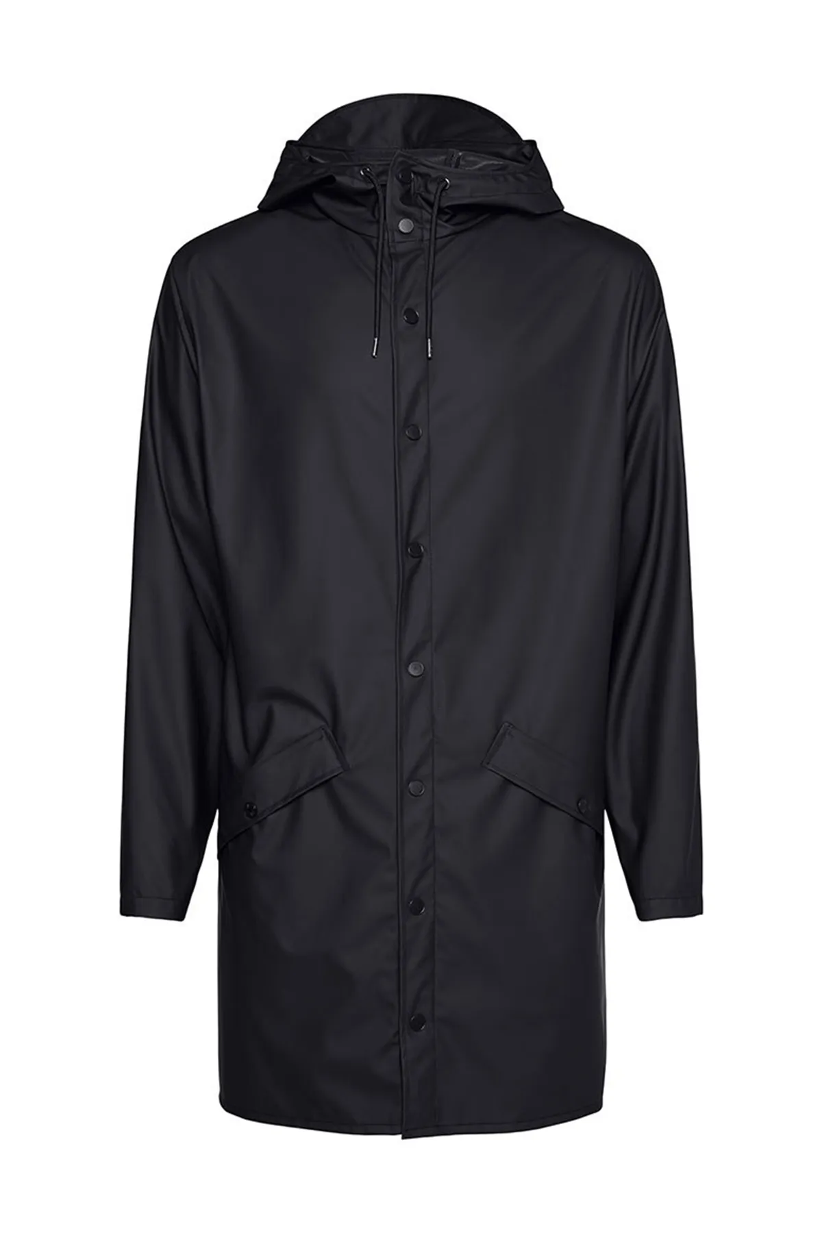 Rains  Die wasserdichte Jacke ist aus dem charakteristischen PU-Stoff von Rains geschnitten und verfügt über ultraschallverschweißte Nähte
